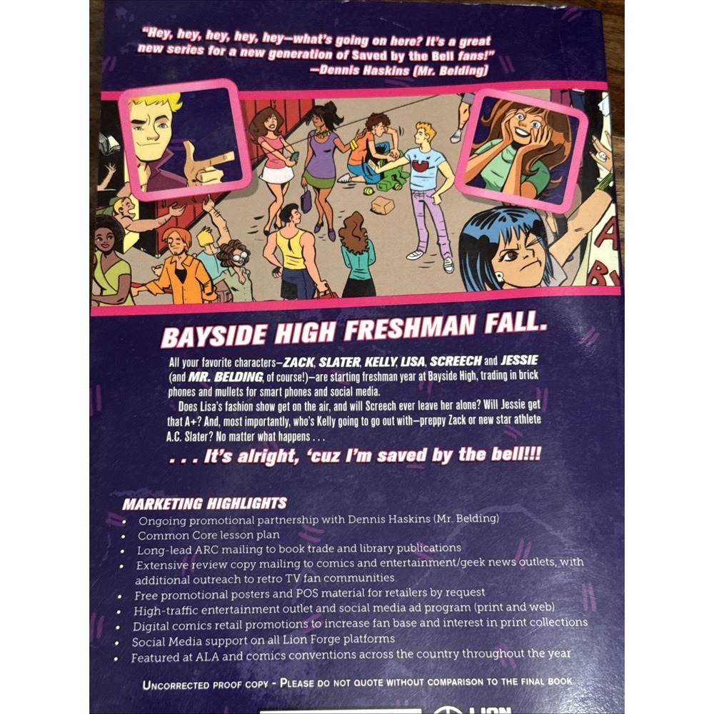 Saved by the Bell #1 Graphic Novel 2015 IDW Roar Comics 1st Printing - Picture 13 of 14
